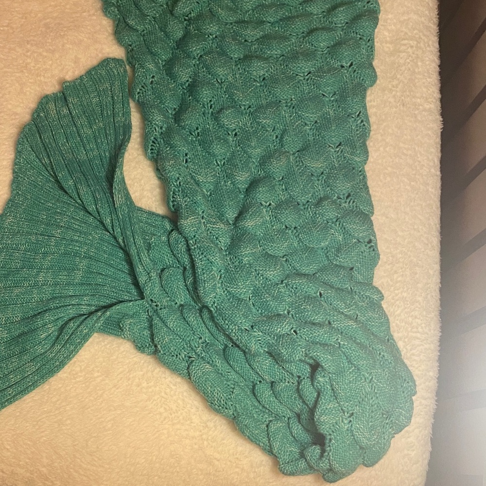 Teal Mermaid Tail Crochet Blanket